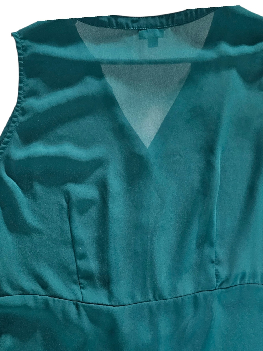 torrid Teal Sleeveless V-Neck Peplum Tie-Front Blouse - Picture 7 of 9